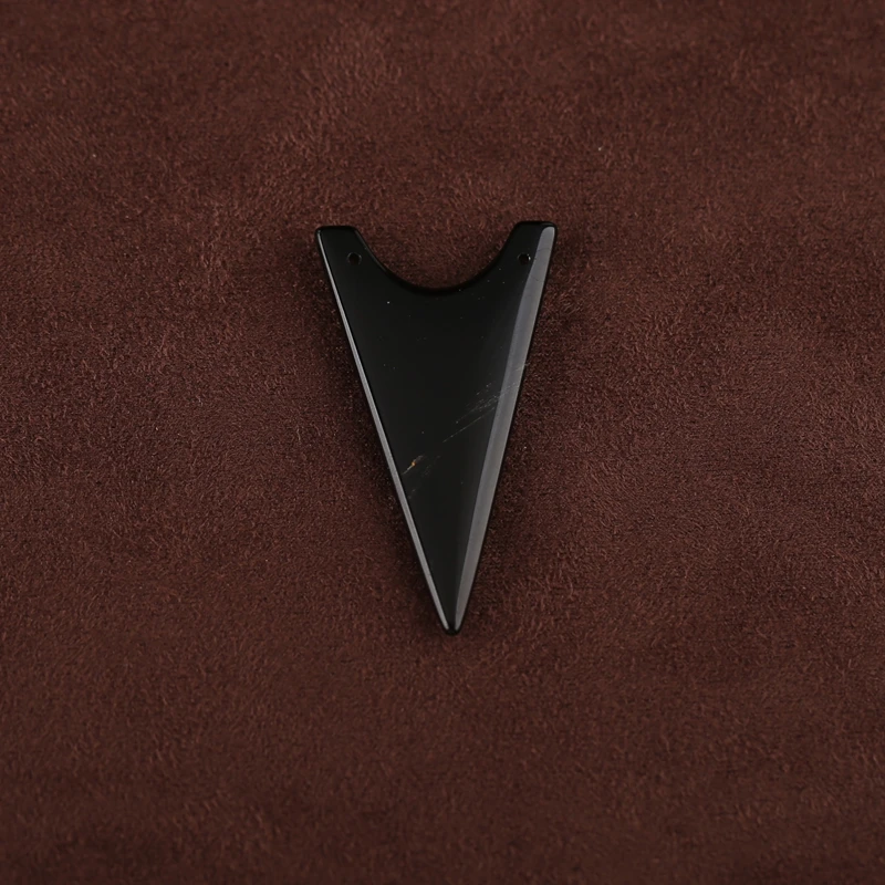 

Подвеска из натурального обсидиана, дизайнерские бусины с двойными отверстиями, аксессуар, модные женские бусины, полудрагоценные камни, ювелирные изделия, 44x25x4 мм, 4,1 г