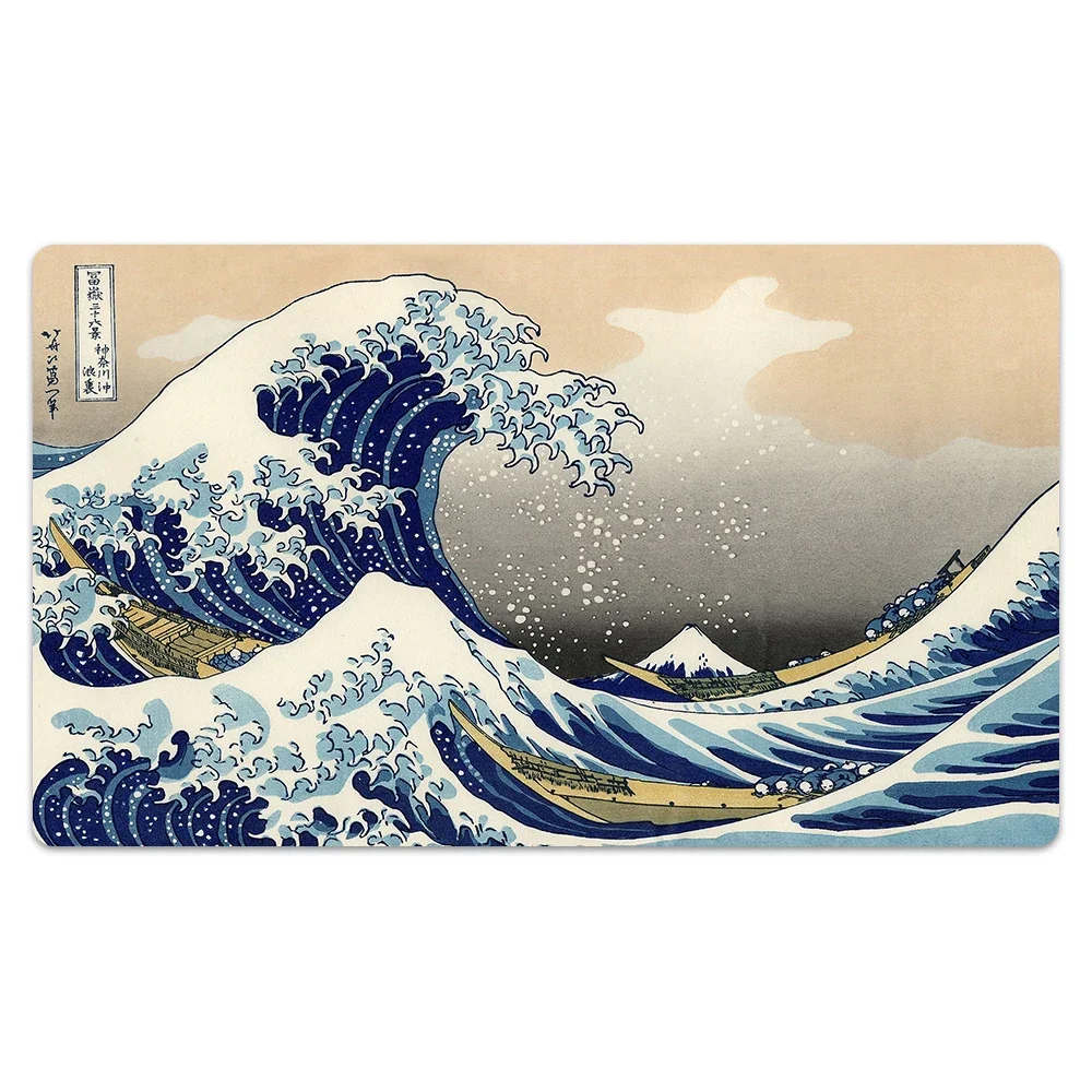 Magic Trading Card Game Playmat The Great Wave Off Kanagawa Art Playmat Board Games Playing Card Gathering Games Table Pad YGO