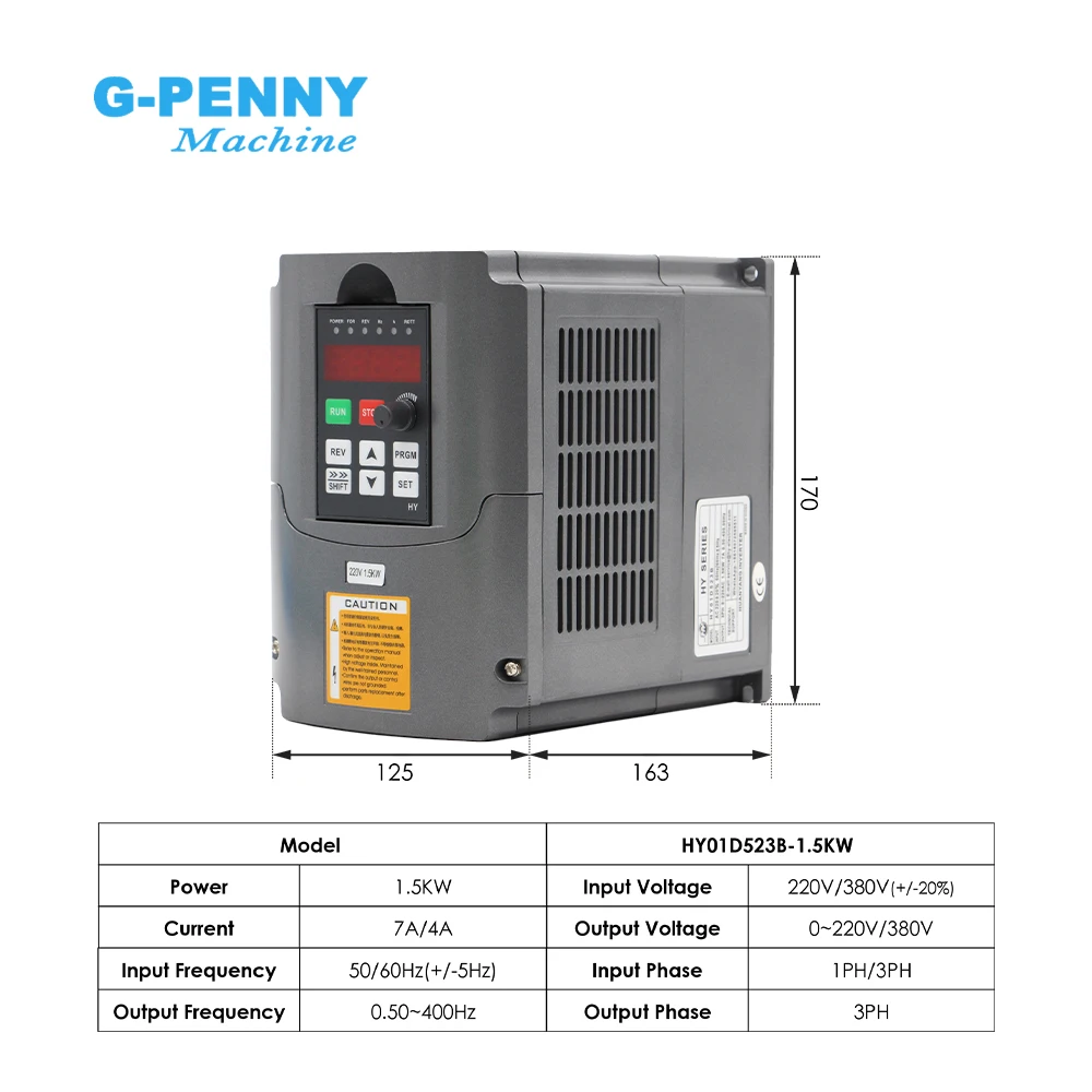 G-PENNY 1.5kw ER16 Water Cooled Spindle Motor Kit D=65mm 4 pcs Bearings 0.01mm accuracny & HY Inverter 75W Pump 65mm Bracket