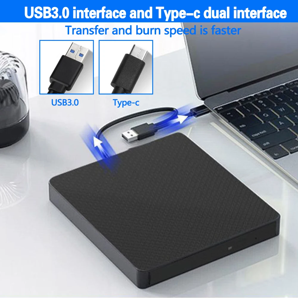 External Bluray DVD Drive USB 3.0 Portable Blu-ray burner, CD DVD Player Reader Burner for Laptop Linux Windows 11/10/8/7 MacOS