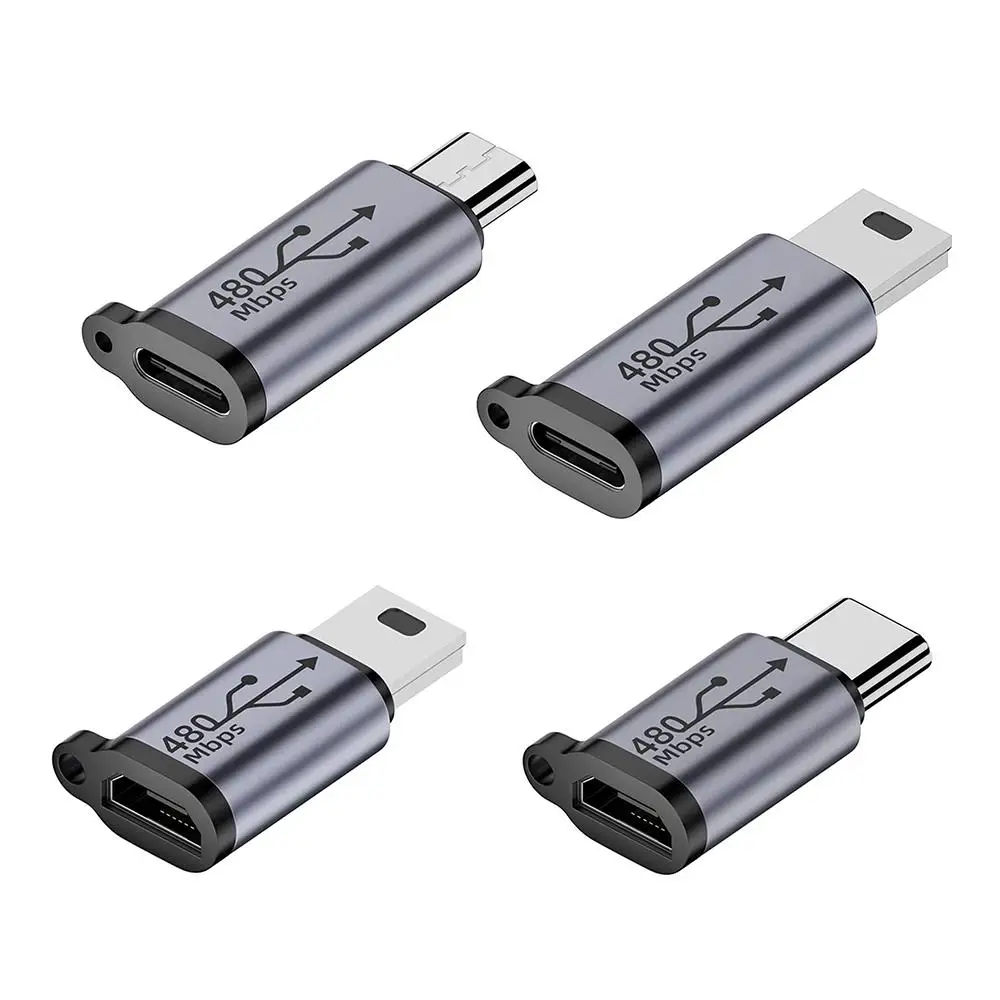 V8 Micro Mother Seat Type-c Male To Female Adapter Aluminum Alloy Mini Convenient Carrying  Camera Phone  Tablets  Laptop USB