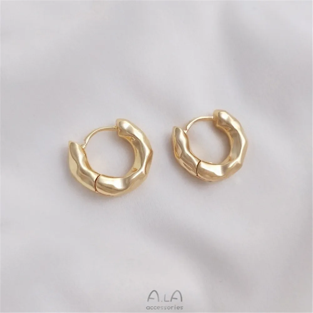 Fashion earrings 14K bag gold color concave and convex irregular round earrings luxury simple earrings