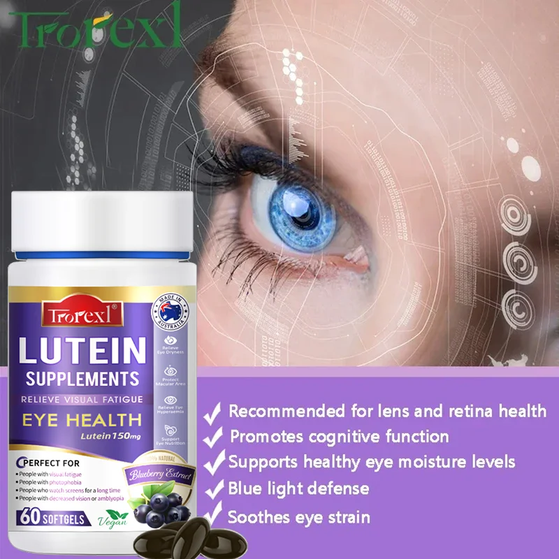 Eye Vitamins with Lutein,bilberry Extract for Eyestrain, Dry Eyes, and Vision Health,vision Restoration and Myopia Support