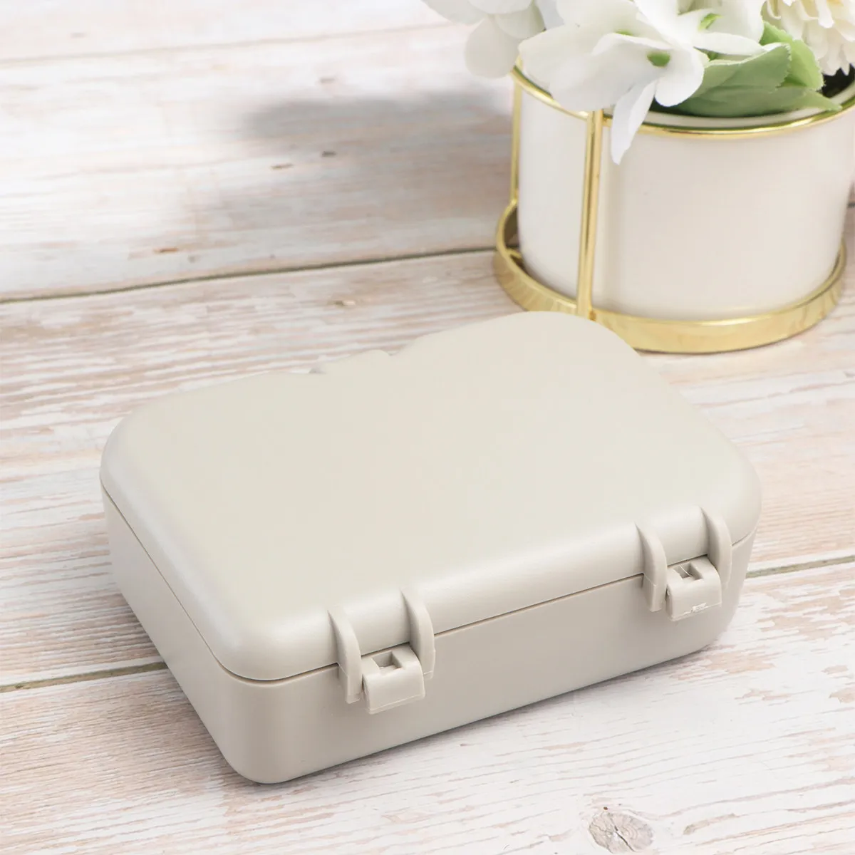 1Pcs Denture Premium False Teeth Storage Case Mini Brush Mirror Compact Portable Travel Cleaning Container for Denture