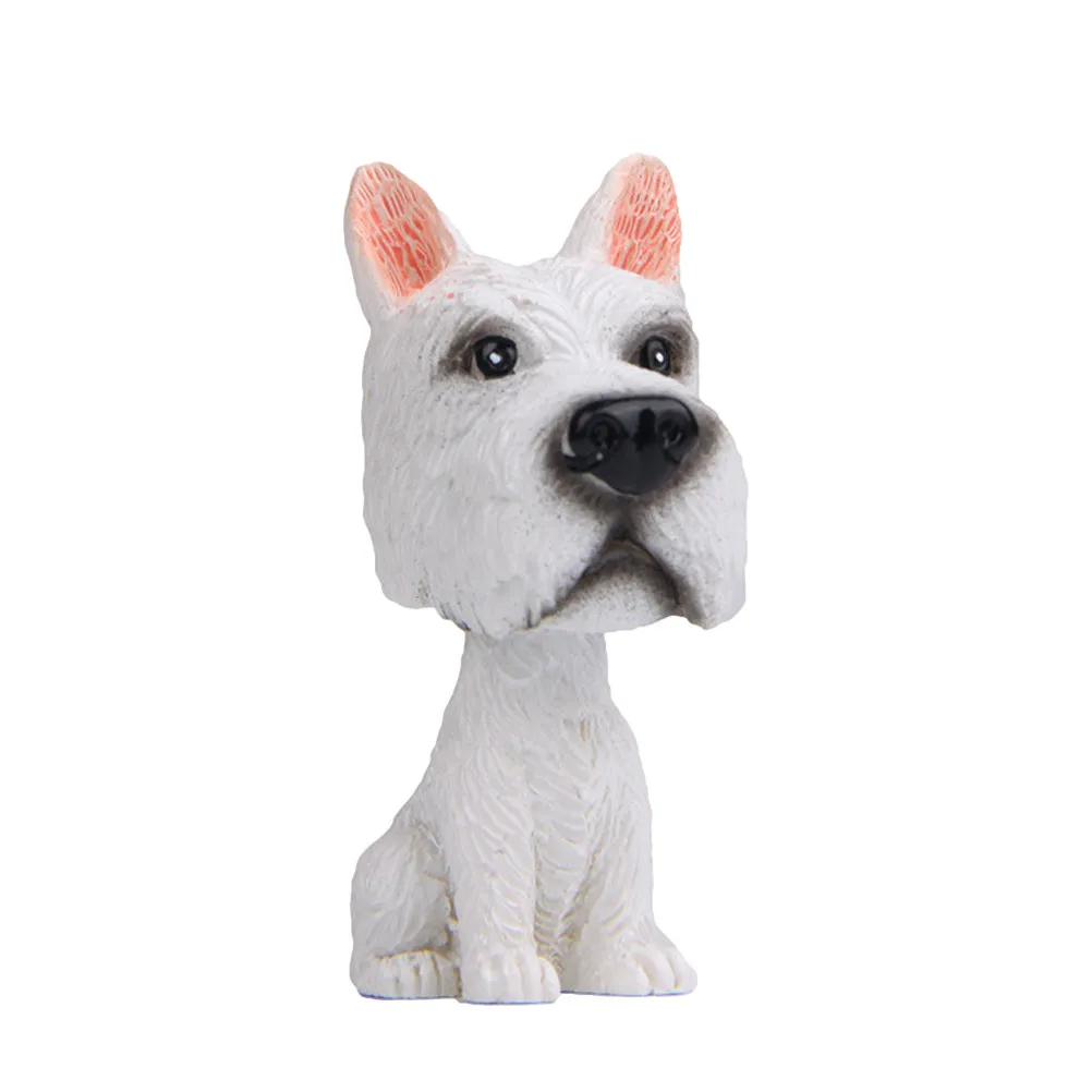 Nodding Schnauzer Dog Car Decoration Cute Resin Puppy Sitting Posture Shaking Head Car Ornaments Cartoon Accessories Display