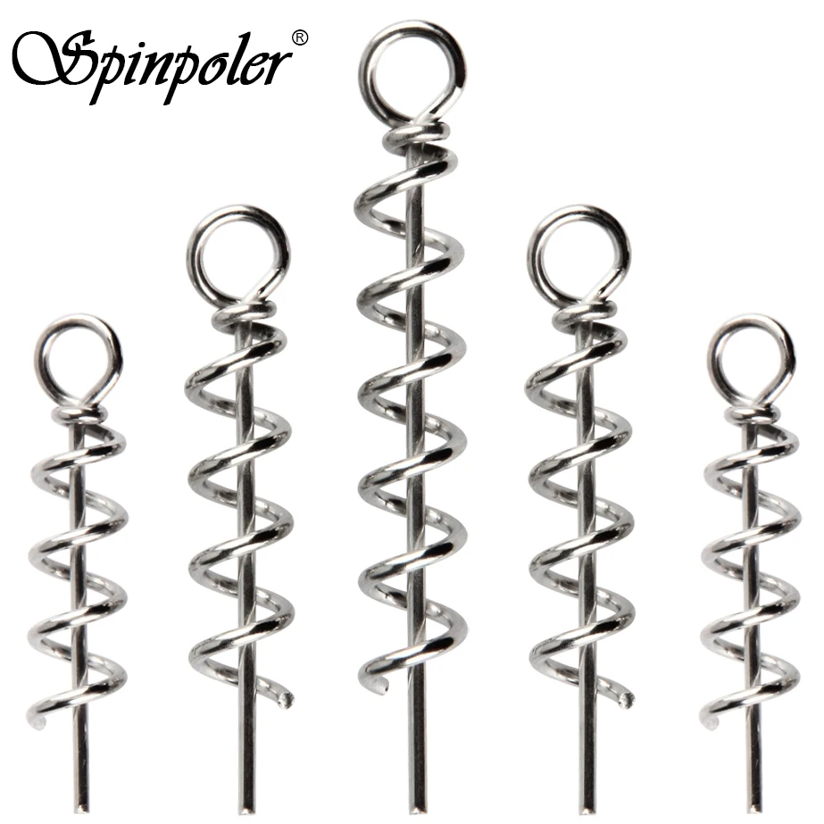 Spinpoler Fishing Bait Corkscrews Soft Lure Twist Lock Pin 3cm 4cm 4.5cm 5cm Strong Stainless Spin Shad Rigs Spring Accessories