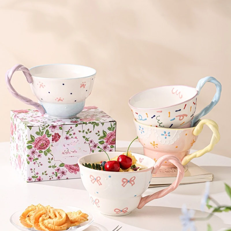 

Large Capacity Ceramic Mug High Aesthetic Milk Cup Oatmeal Breakfast Cup with Handle