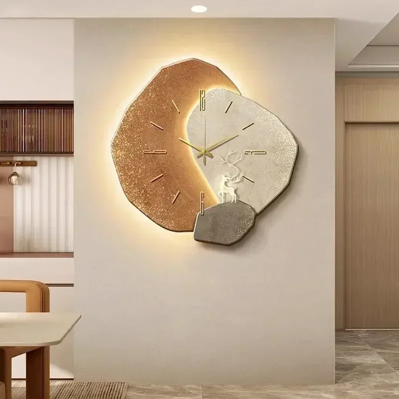 

European Premium Wall Lamp Clocks Office Aesthetic Christmas Wall Clock Living Room Horloge Murale Indoor Lighting Fixture