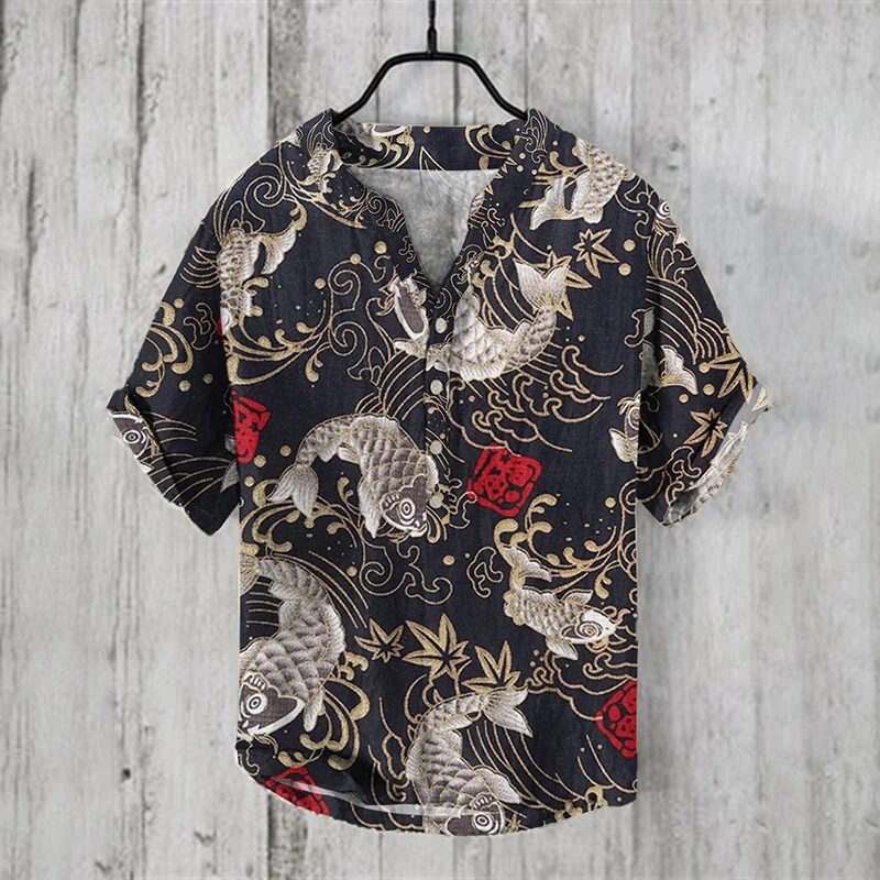 2024 Foreign Trade Cross-border Hawaiian Art Printing Colorful Flower Series 3D Digital Printing Casual Loose Short-sleeved Line