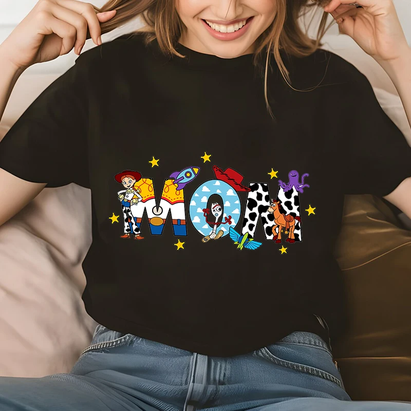 

Disney Mom Jessie Toy Story Friends Printed T-shirt Women's Cotton Short Sleeve Casual Top Loose Clothing