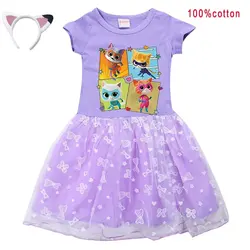 Super kitties Kostüm Baby Mädchen Super Kitties Kleider mit Stirnband Kinder Freizeit röcke Kleinkind Mädchen Kurzarm A-Linie Kleid