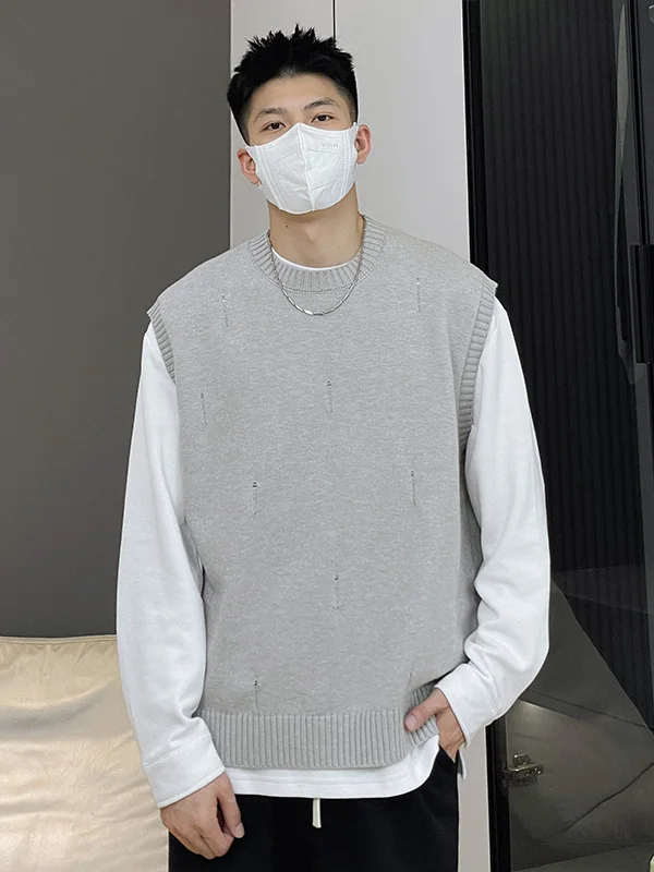 Мужской вязаный свитер, жилет, осень-зима, круглый Ne Svel Base irt, повседневный свободный крой из полиэстера, весенний сезон Faion