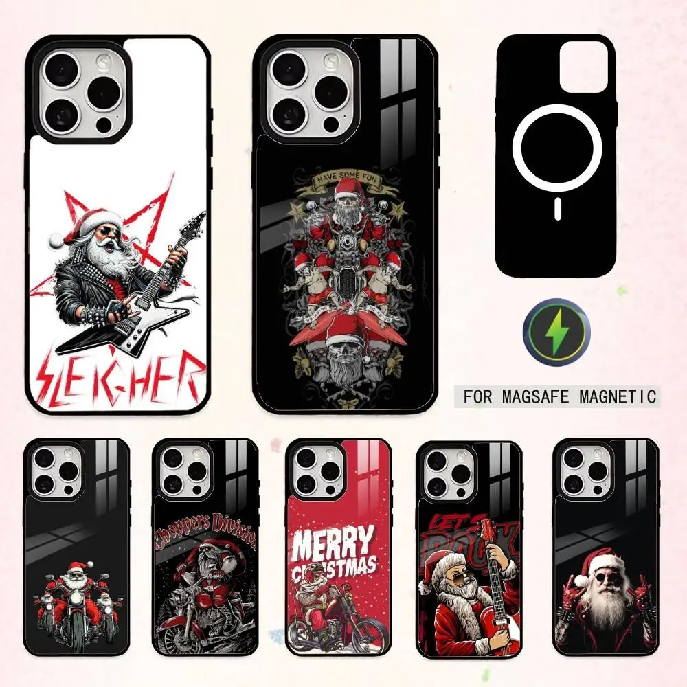 

Punk Santa Claus Phone Case For iPhone17,16,15,14,13,12,11 Plus,Pro Max Magnetic For Magsafe Wireless Charging