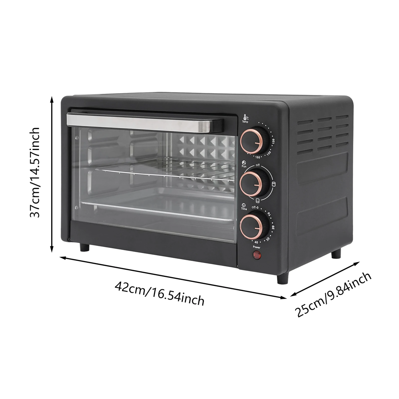 فرن كونترتوب كهربائي 22 لتر، محمصة خبز 1000 وات مع مؤقت 60 دقيقة، 4 أنابيب تسخين للمطبخ الصغير
