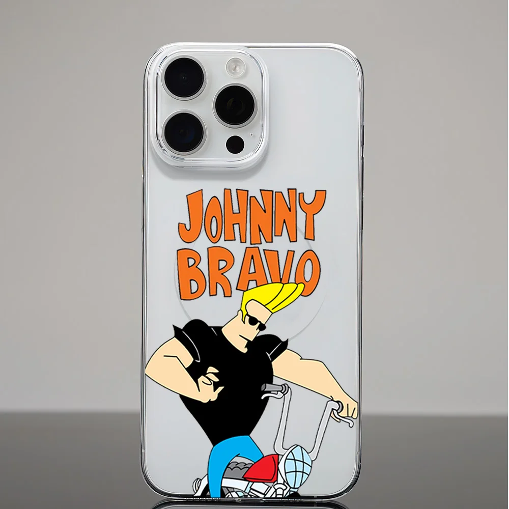 Johnny Bravo Cartoon Phone Case for iPhone 12 11 13 14 15 16 Max Pro Plus Magsafe Magnetic Wireless Cover