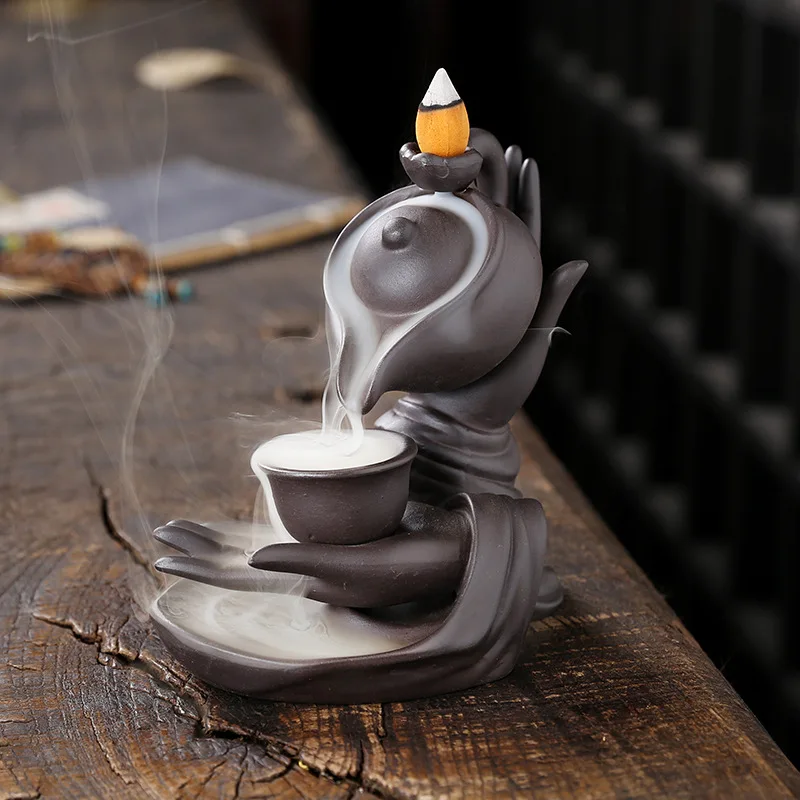 Suspended Pot Buddha Hand Incense Burner Creative Teapot Design Sandalwood Backflow Home Accessory