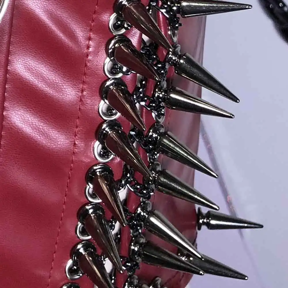 Red Women's Y2K Goth Top Emo Clothing Gothic Boho Tank Top with Spikes Punk Rock Style Teens Festival Bra Grunge Spiked T-Shirt