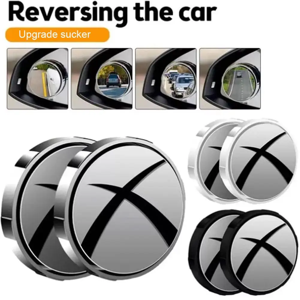 Car Rear-view Mirror Wide-angle Portable 360-degree Blind Spot Mirror Rotating HD Ultra Suction Auxiliary Cup Reflector L4U3