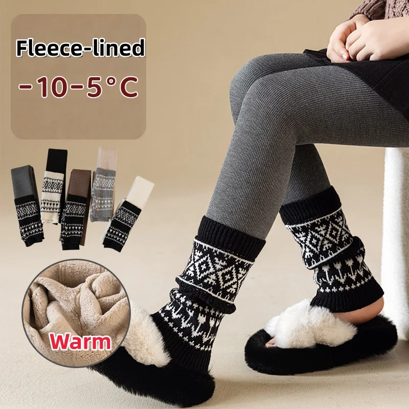 

2025 Kids Girl Clothes Cotton Fleece Lined Leggings 3-8Y Children Winter Ethnic Pattern High Elastic Anti-Pilling Warm Tights