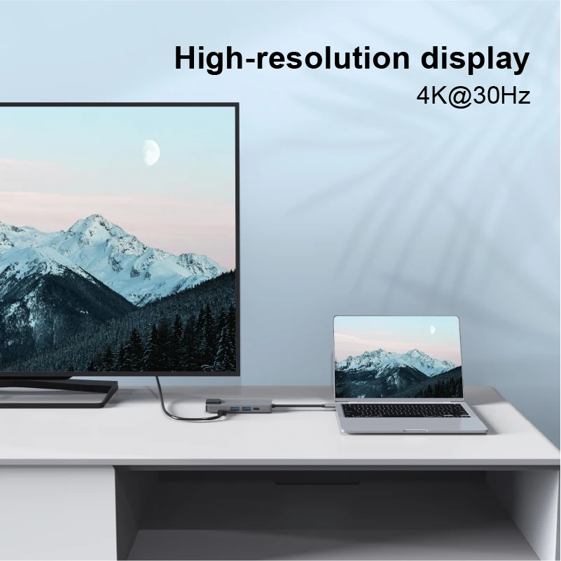 5-in-1 USB C Hub with 4K UHD Video, 100Mbps Ethernet, USB 3.0, USB 2.0 and PD 100W Charging for Laptop and Tablet