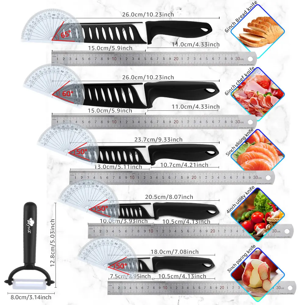 Ceramic Knife Set 3 4 5 6 inch Chef Utility Slicer Paring Ceramic Knives with Peeler Kitchen Knife Zirconia Blade Cooking Cutter