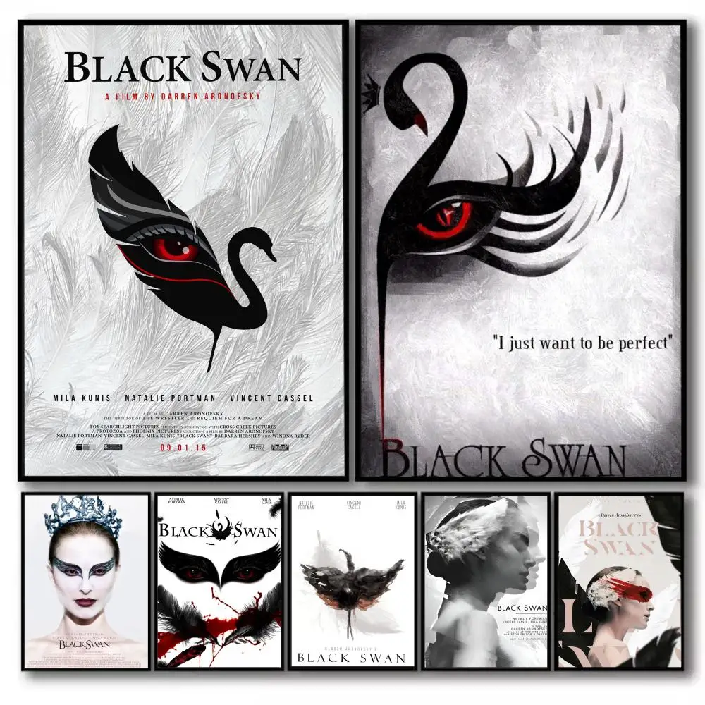 Movie Black S-Swan Classic Poster Stickers Self-Adhesive Painting Mural Decor Wall Decals for Bedroom Living Room Home HD Gift
