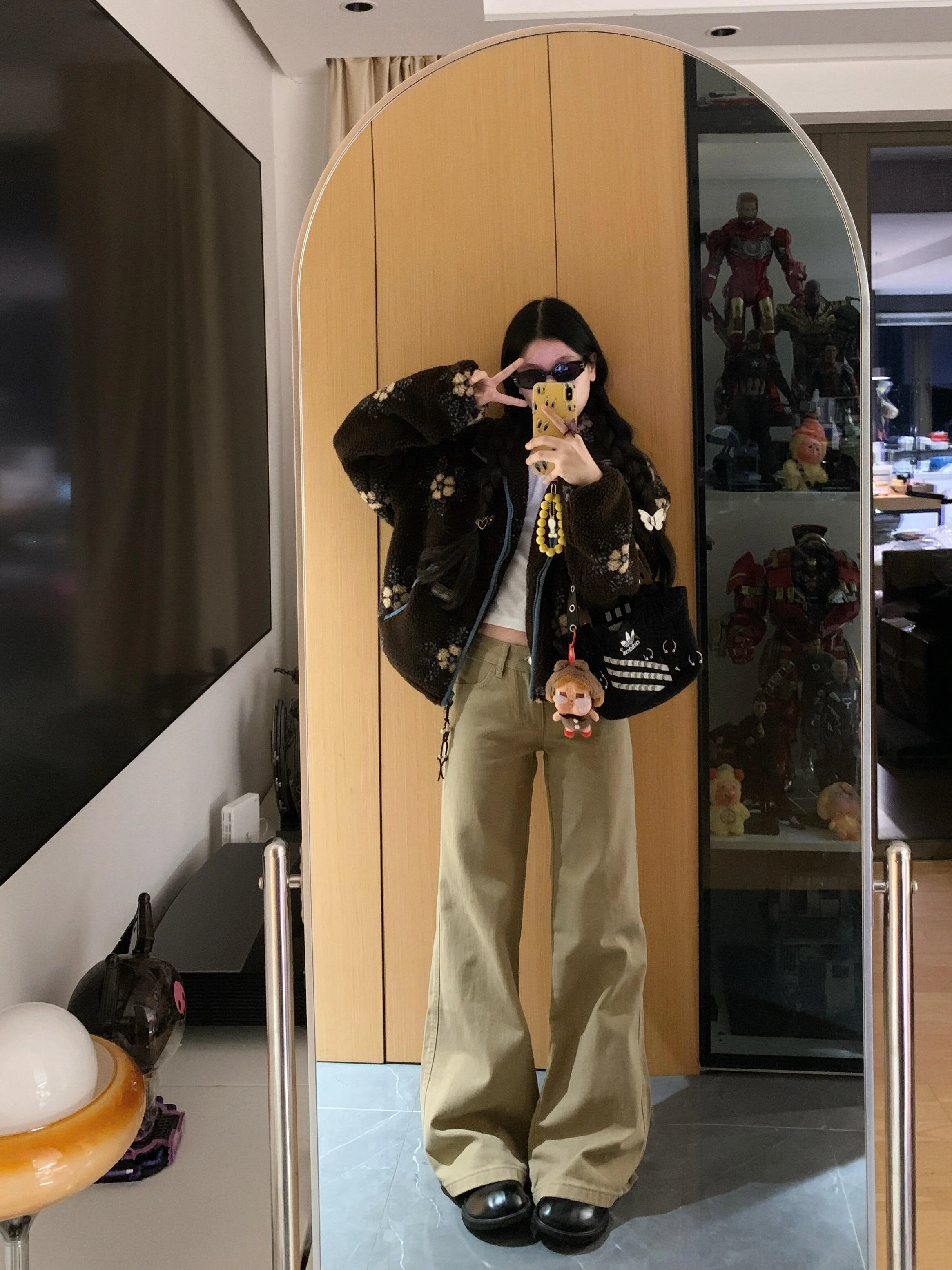 

Lamb Wool Jacket New In Coats Woman Tied Waist Tie Dye Pattern Tight Fitting Tiny Detail Top Quality Tops Collection Tourism Ins