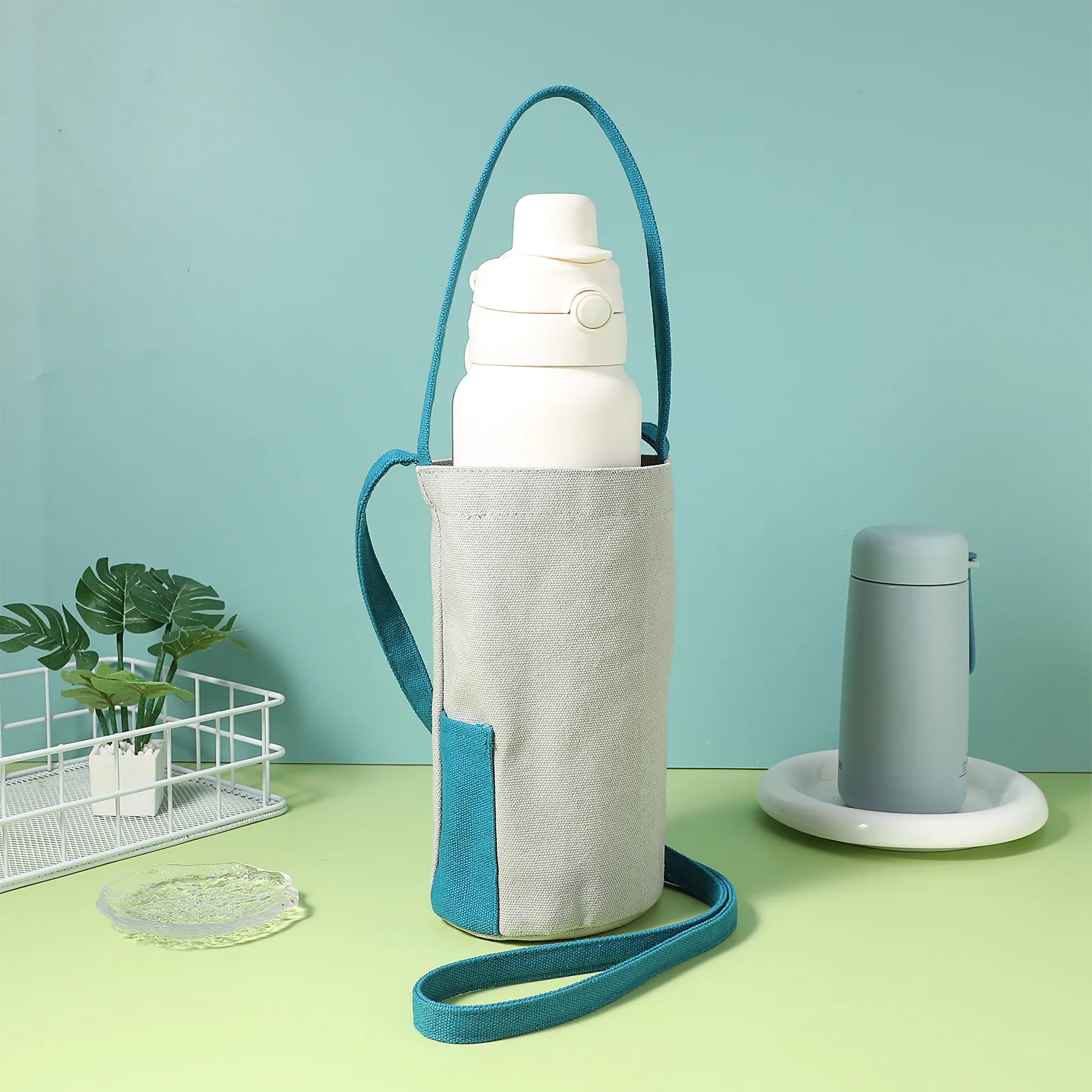 

1pc Water Portable Carrier Strap Reusable Bottle Holder Outdoor Glass Bottle Sling Bag Coffee Cup Protection Sleeve