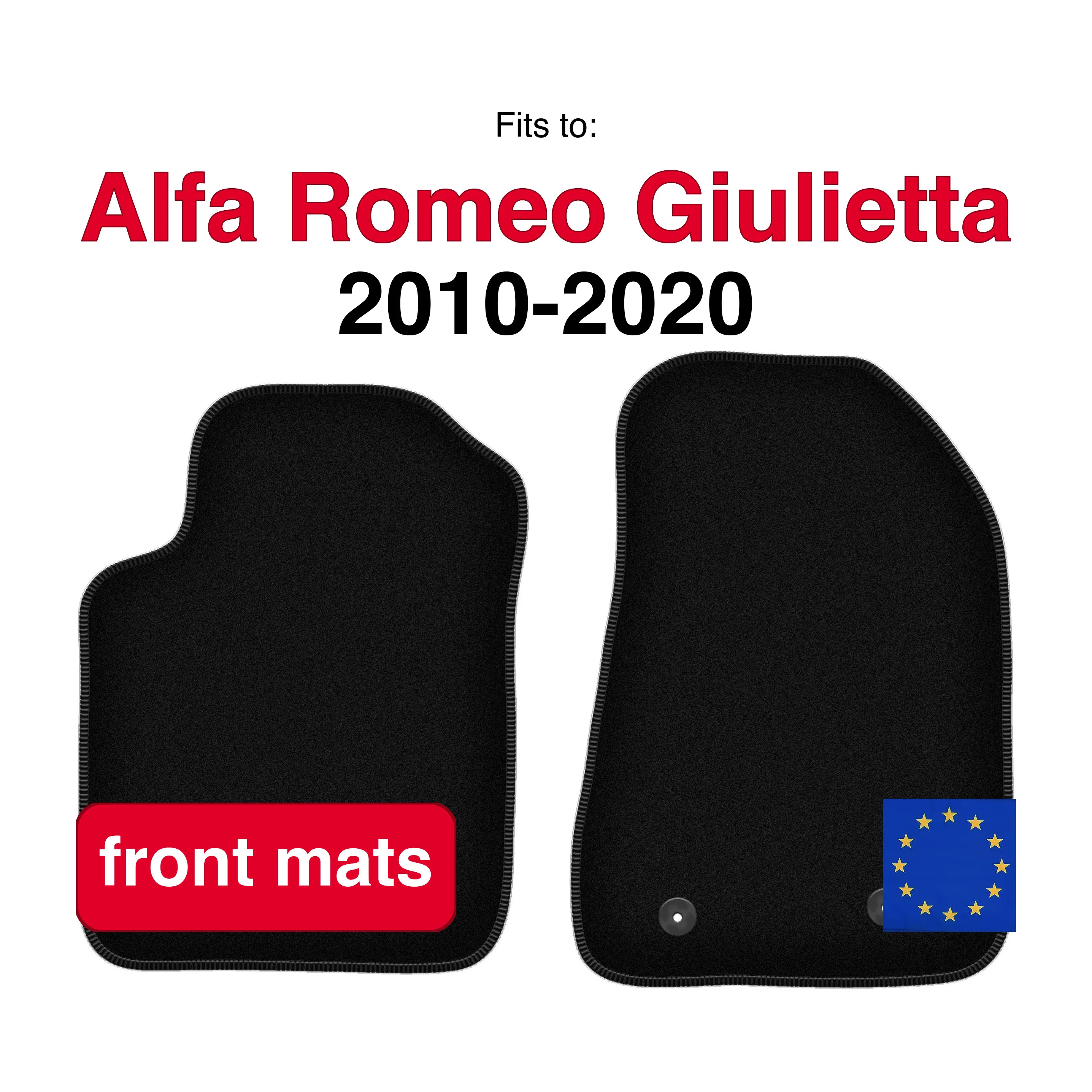Image of Velours-Frontteppiche für Alfa Romeo Giulietta Schrägheck (2010–2020) – Schwarz (2 Stück)
