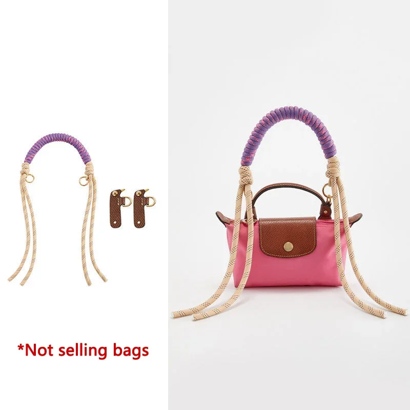 Braided Handle Strap For Long-champ Mini Bag woven Handbag Short Handle Replacement No Punching Bag Modification Accessories