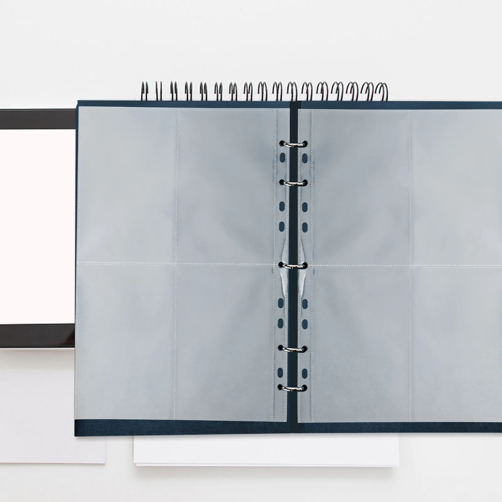 40Pcs Clear A4 Photo Album Refill Pages 4-Pocket Loose-Leaf Transparent Plastic Protector Sheets for Photos view 2