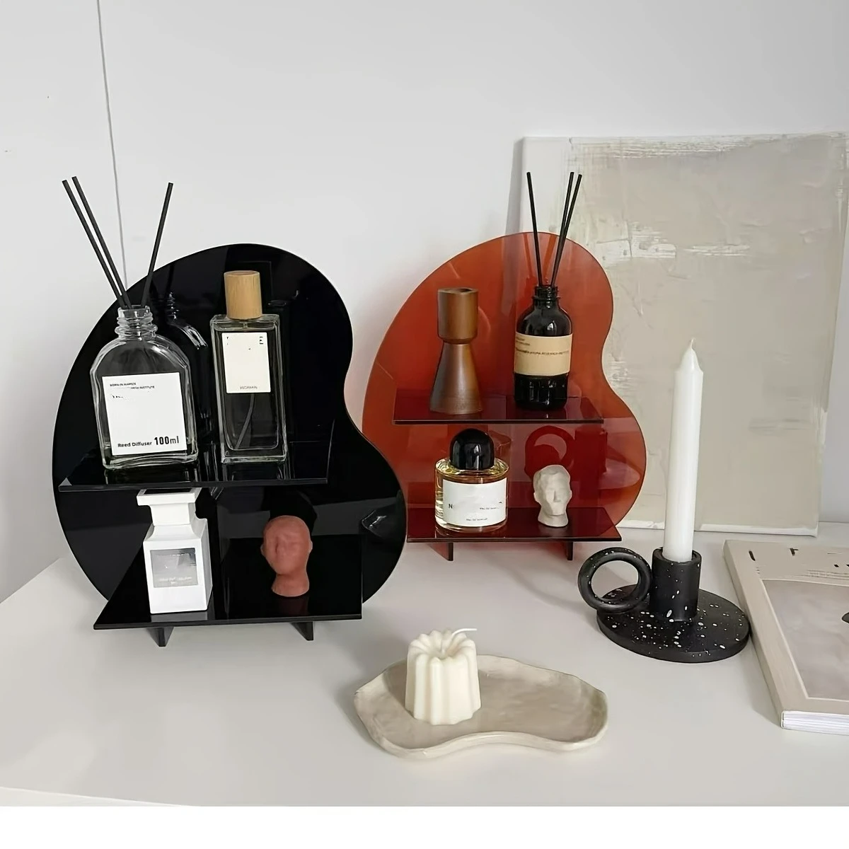 2-Layer Acrylic Desktop Display Rack, Transparent Cosmetic & Perfume Organizer Stand for Vanity Table, Aromatherapy Holder