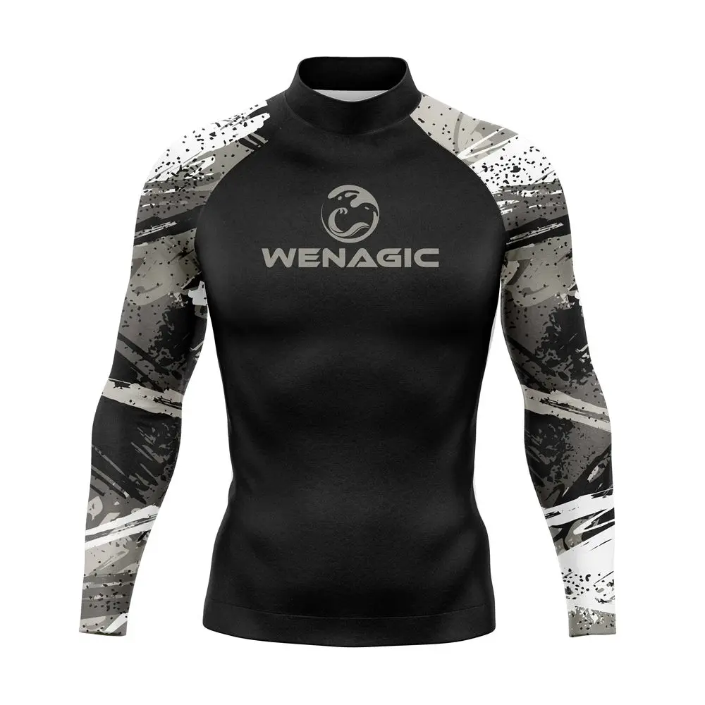 2XS-4XL UV Protection Lycra Rashguard Men Long Sleeve Swimsuit Swim Rash Guard Quick Dry Surf Driving T Shirt For Swimming New