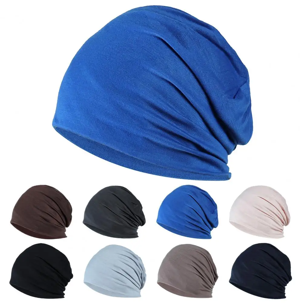 Spring Fall Skull Beanies Baggy Unisex Solid Color Elastic Thin Protective Street Dance Brimless Running Hat Headwear