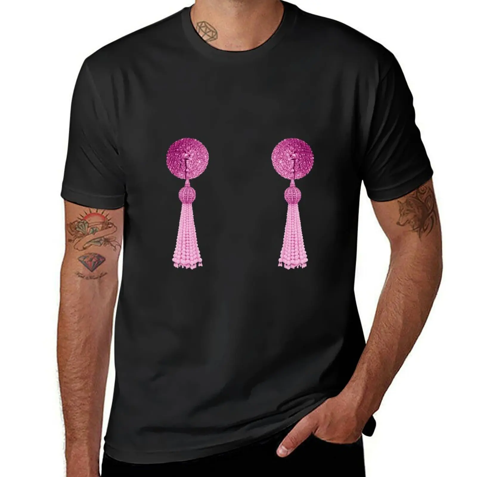 Burlesque Tassel Pasties Pink T-Shirt plus size tops boys whites boys animal print Men's t-shirt