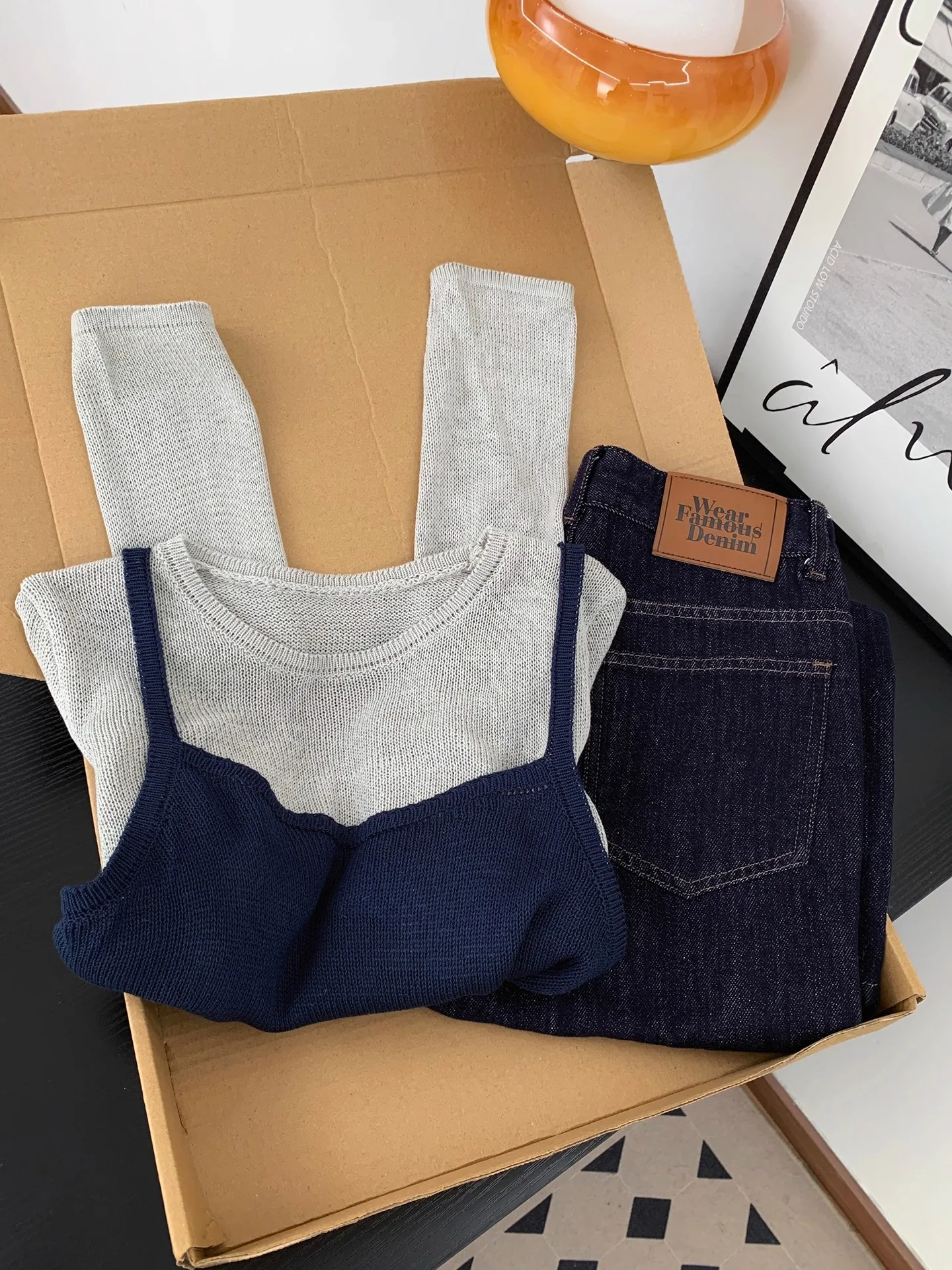 韓国 Sle ベルト付きパッチワークニットウェア女性の秋のデザイン超美しいトレンディなウエストシェイプロング Sve トップ