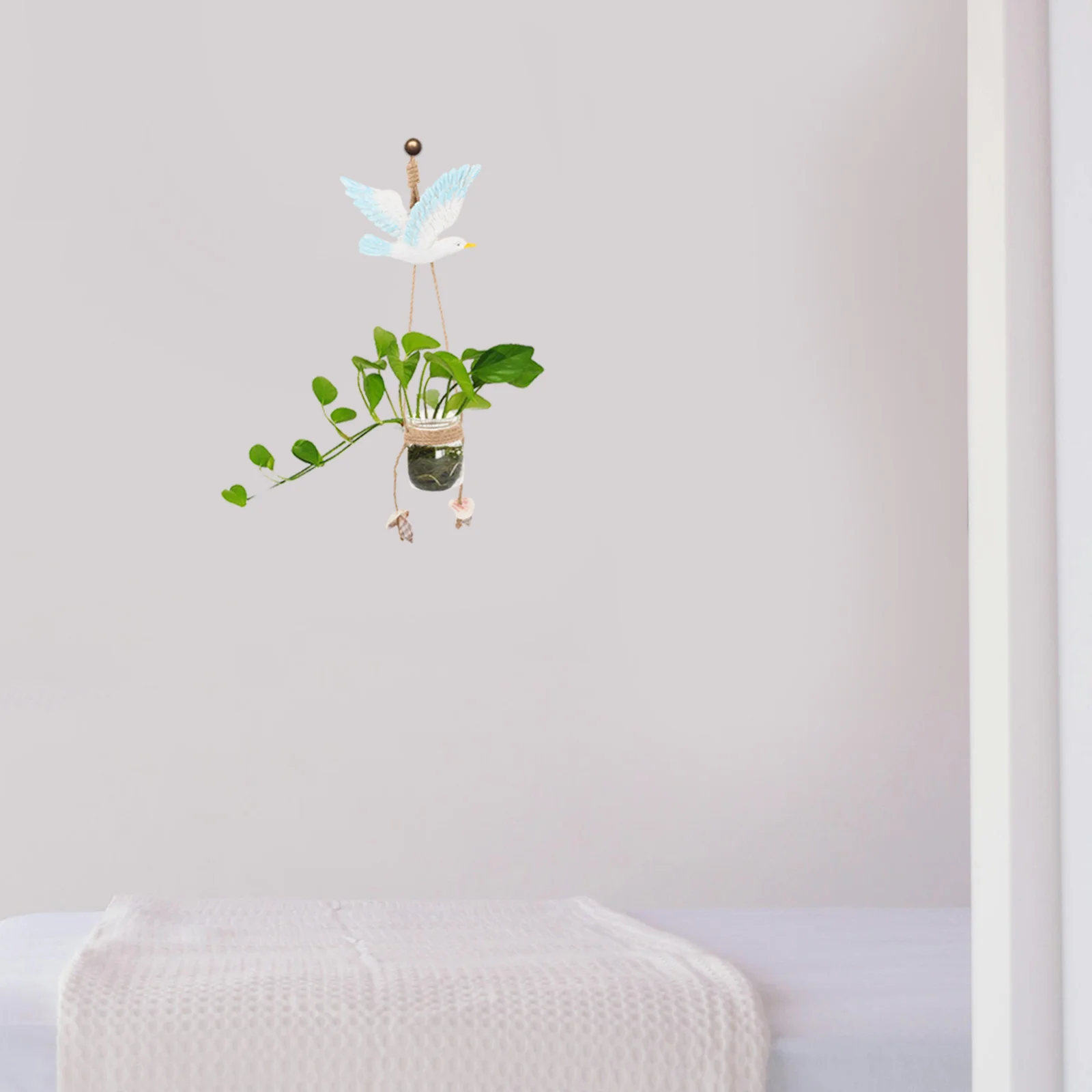 Hanging Glass Vase Hydroponic Planter Durable Lightweight Wall Mounted Decor For Home Bar Cafe Mediterranean Style Wall