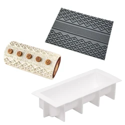 Black Texture Mousse Cushion Cylindrical Mousse Main Mold Kitchen Bakeware Set Silicone Cake Molds Party Pastry Baking Tools