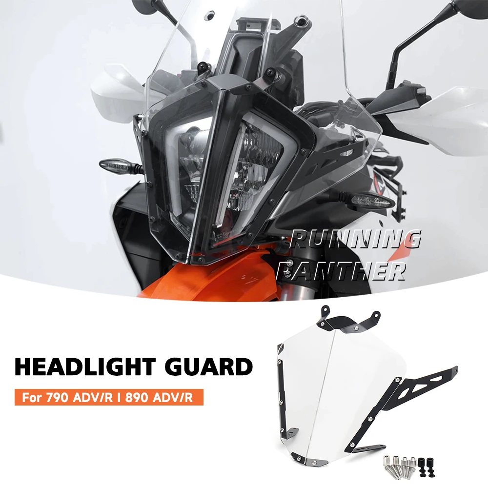 

For 790 890 Adventure R 2023 2024 Motorcycle Headlight Protector Guard Cover Acrylic Headlamp Cover With Bracket Accessories