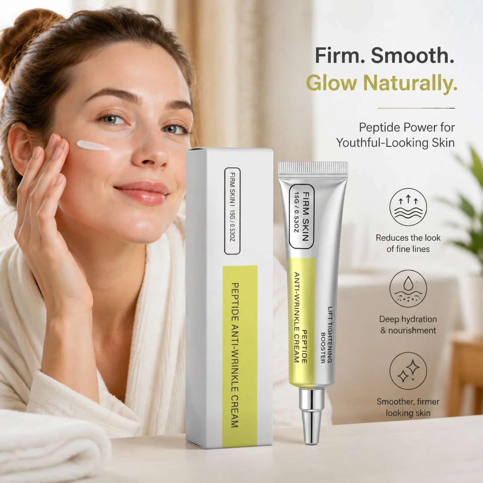 Peptide Retinol Face Cream Firming Smoothing Moisturizer Hydrating Fine Line Care For Eye Face Neck Daily Korean Skincare