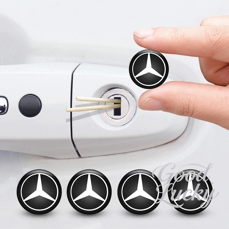 

4pcs Car Anti-blocking Remote Keyhole Door Lock Keyhole Stickers For Mercedes Benz A B C E S Class C200 C300 E350 E260L W205