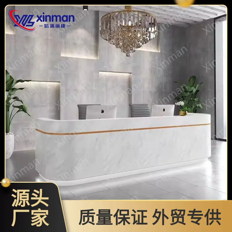

Beauty salon hair salon store front desk brick and mortar store furniture white painting process front desk for sale