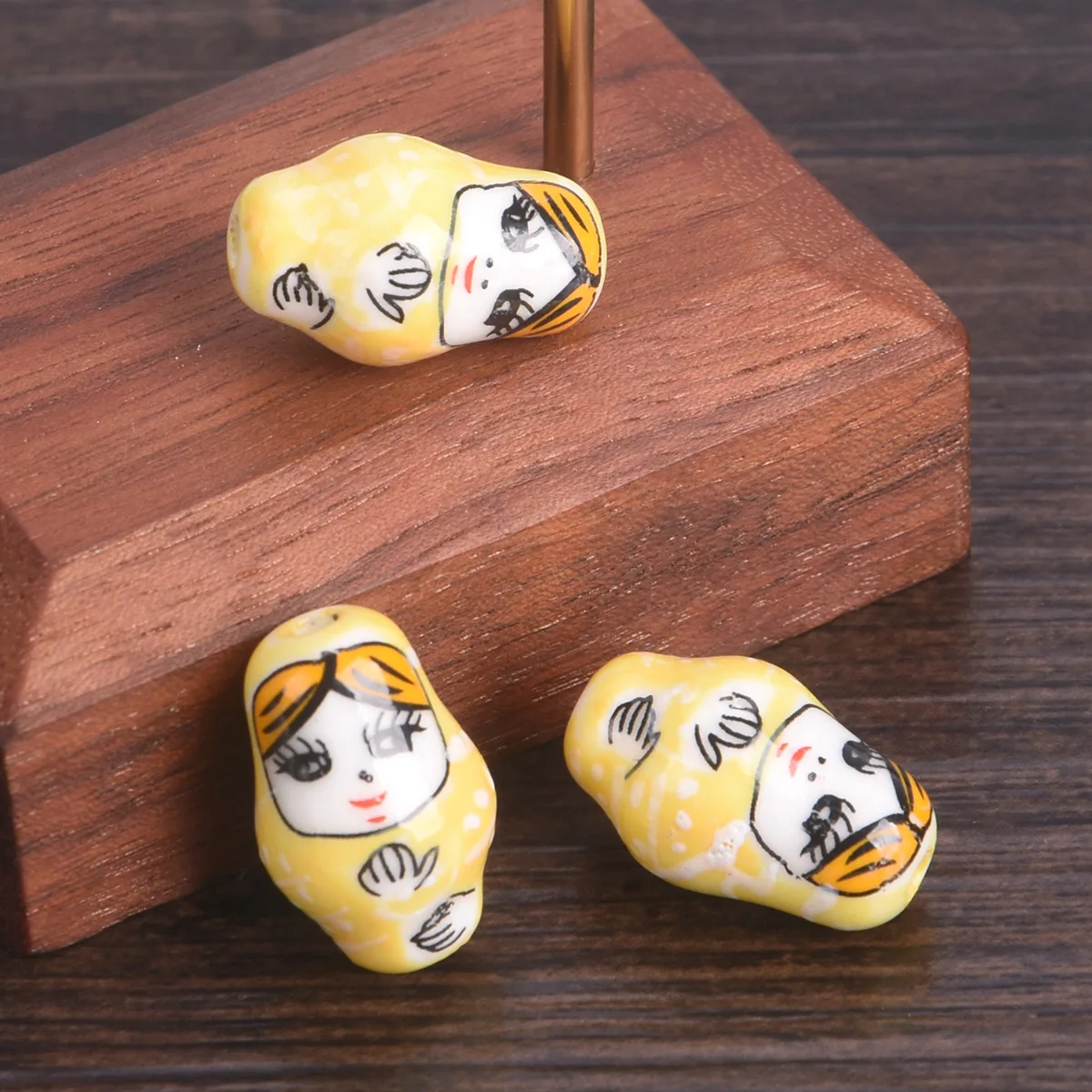 5pcs 22x13mm Russian Matryoshka Doll Shape Patterns Ceramic Porcelain Loose Crafts Beads lot for Jewelry Making DIY Findings