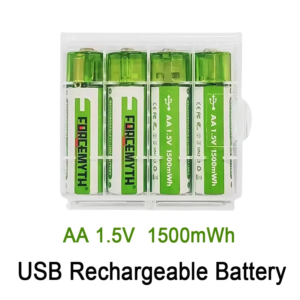 

AA-USB Rechargeable Lithium Battery for Remote Control, Mouse, Small Fan, Electric Toy, Dice, 1.5V, 1500MWH 100% New