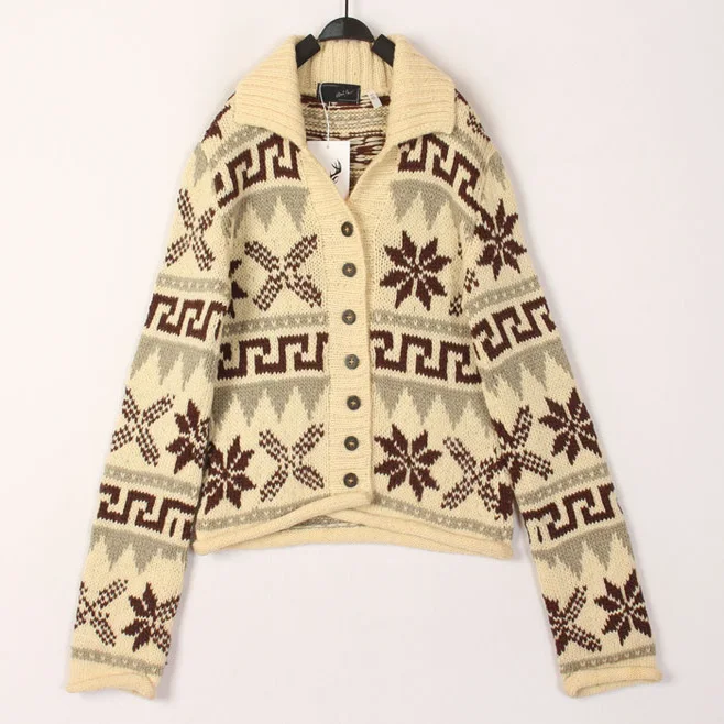 

Thickened Woolen Christmas Island Style Sweater Unisex Nordic Iceland Harajuku Christmas Pattern Long Sleeve Cardigan for Women