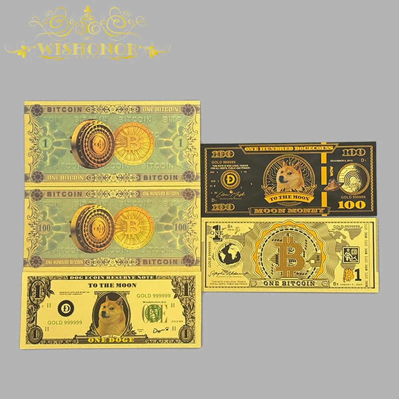 

10pcs/lot Nice 2025 New 1 Bitcoin Gold Bitcoin Banknote in 24K Gold Plated For Collection
