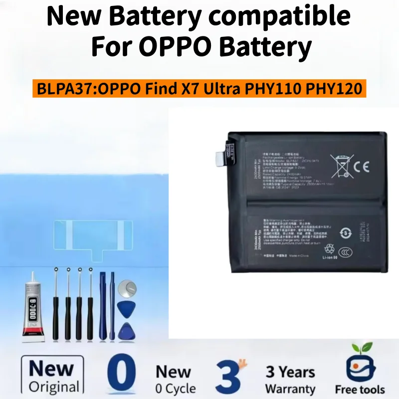 New Battery Compatible For OPPO Find X7 Ultra PHY110 PHY120 Mobile Phone BLPA37 5000mAh Batteries + Free Tools