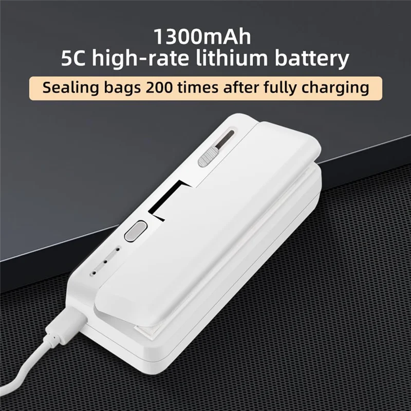 مانع تسرب الأكياس الصغيرة RM، شاحن USB أكياس رقاقة البطاطس سدادة الحرارة كابر، أدوات إغلاق الوجبات الخفيفة كيس من البلاستيك ختم الحرارة وقاطع دائم أبيض