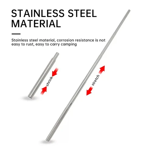 Imagen 2 del producto Manguera retráctil para acampar al aire libre, soplador de acero inoxidable, palo de fuego extendido, herramienta de supervivencia de emergencia plegable portátil