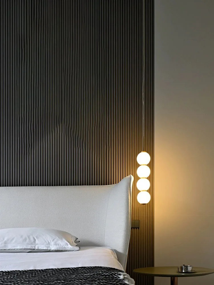 Lámpara colgante LED con bola acrílica blanca, lámpara colgante de diseño para dormitorio, mesita de noche, Bar, comedor